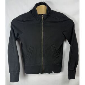 American Giant‎ Jacket Womens Small Black Moto Full Zip Sweatshirt Made in USA